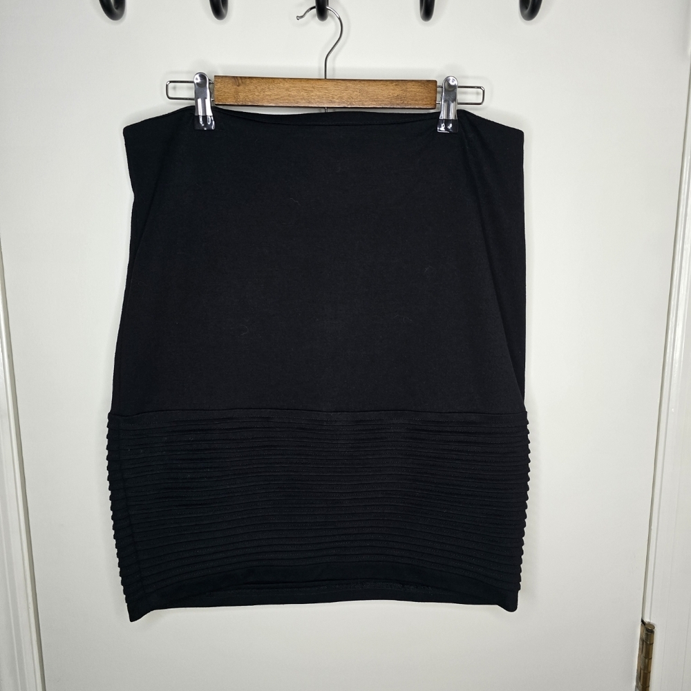 Carmen Marc Valvo Black Ribbed Pencil Skirt Size 12